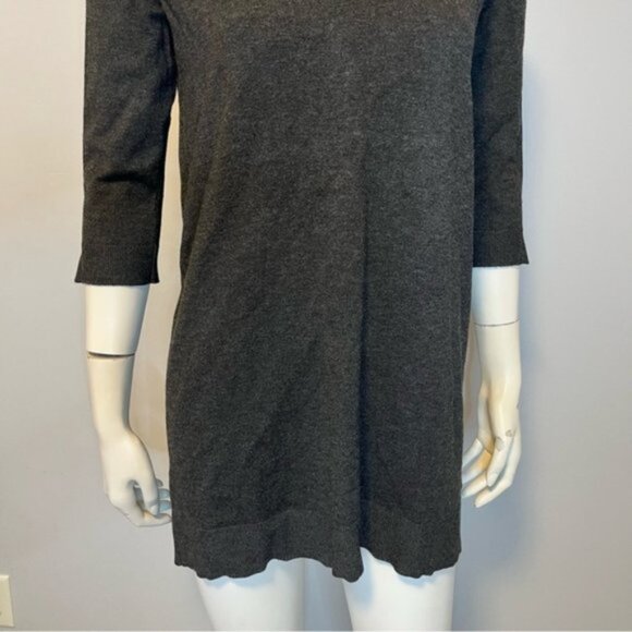 525 America V-Neck Knit Shirt Dress Lace-Up Back With Deep V-Neck Gray Size XS - Picture 5 of 10